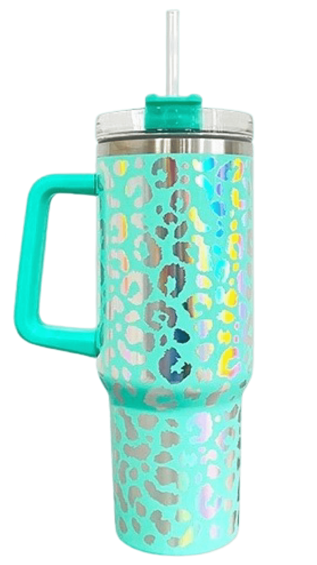 40oz Stainless Steel Tumbler with Straw & Handle