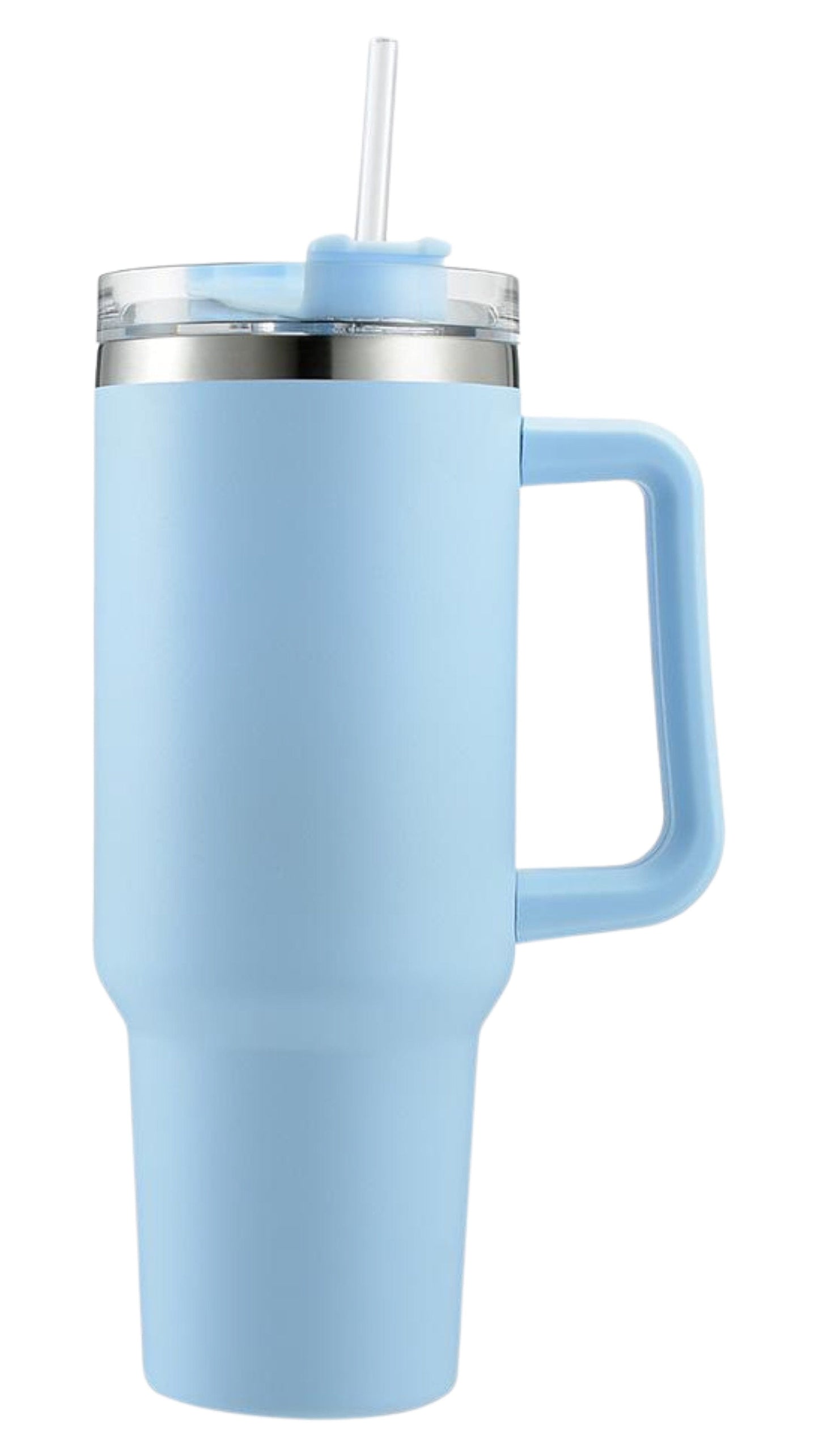 40oz Stainless Steel Tumbler with Straw & Handle