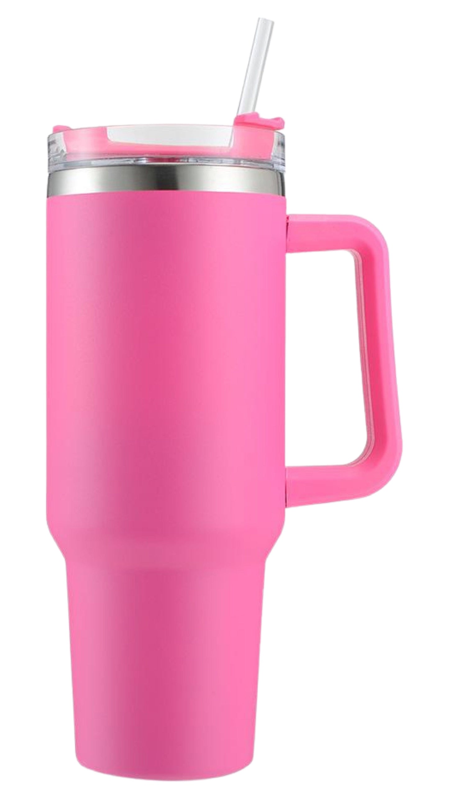 40oz Stainless Steel Tumbler with Straw & Handle