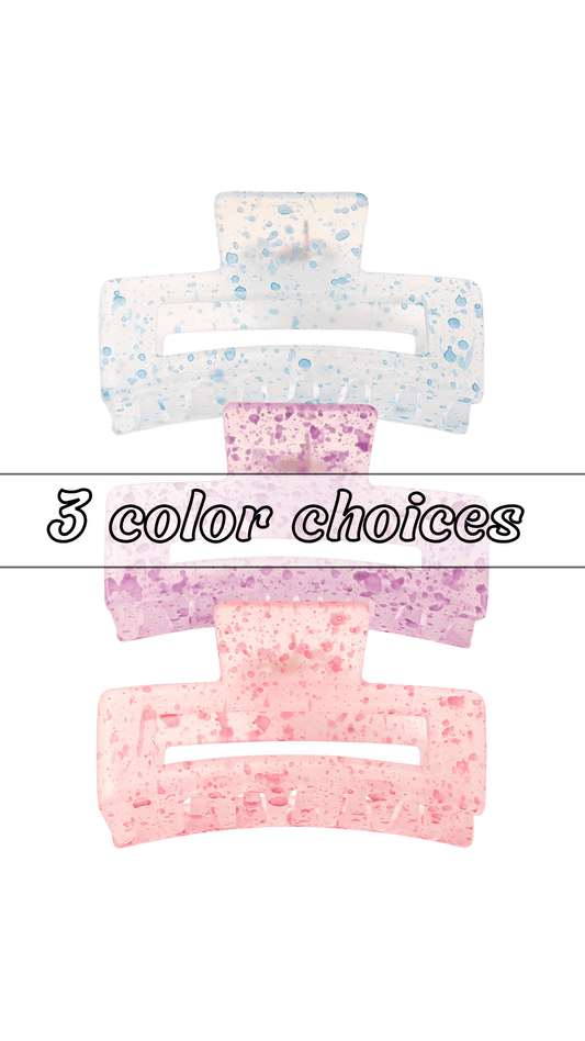 Medium Watercolor Rectangular Claw Clip (3 colors)