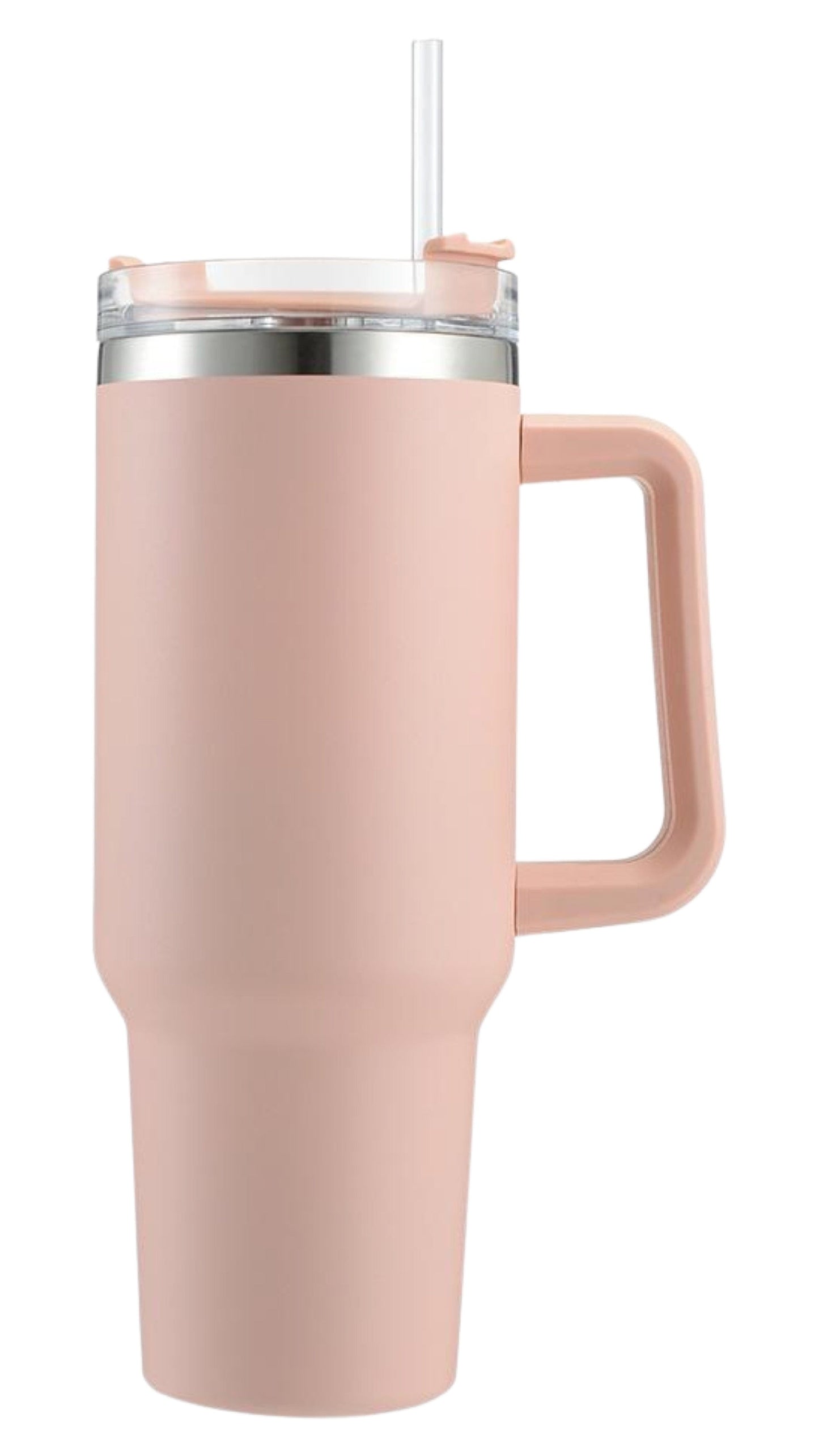 40oz Stainless Steel Tumbler with Straw & Handle