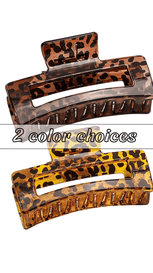 Medium Leopard Rectangle Cutout Claw Clip (2 colors)