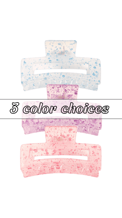 Medium Watercolor Rectangular Claw Clip (3 colors)