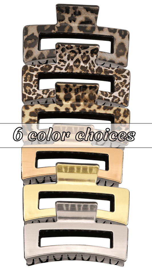 Medium Metallic Rectangle Cutout Claw Clip (6 colors)