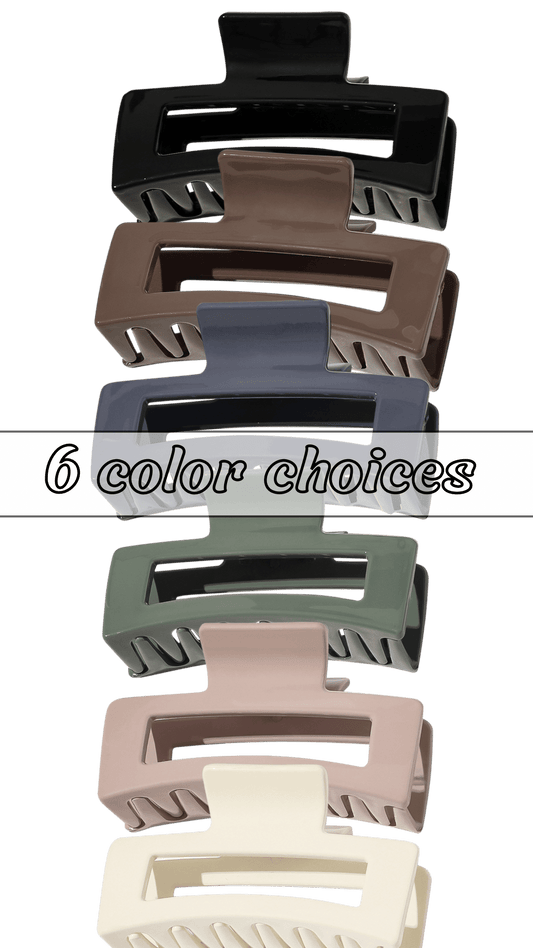 Medium Glossy Rectangle Cutout Claw Clip (6 colors)