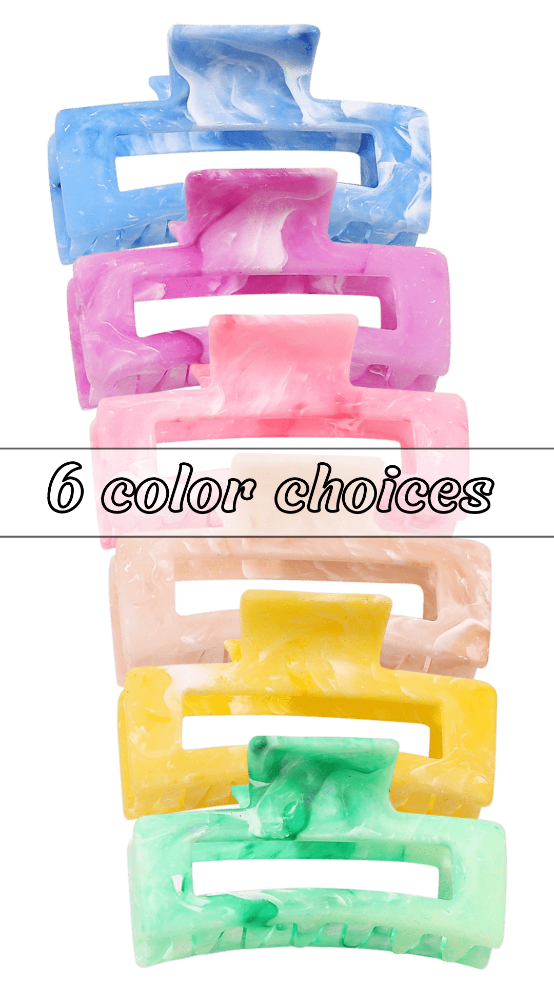 Medium Marble Rectangle Cutout Claw Clip (6 colors)